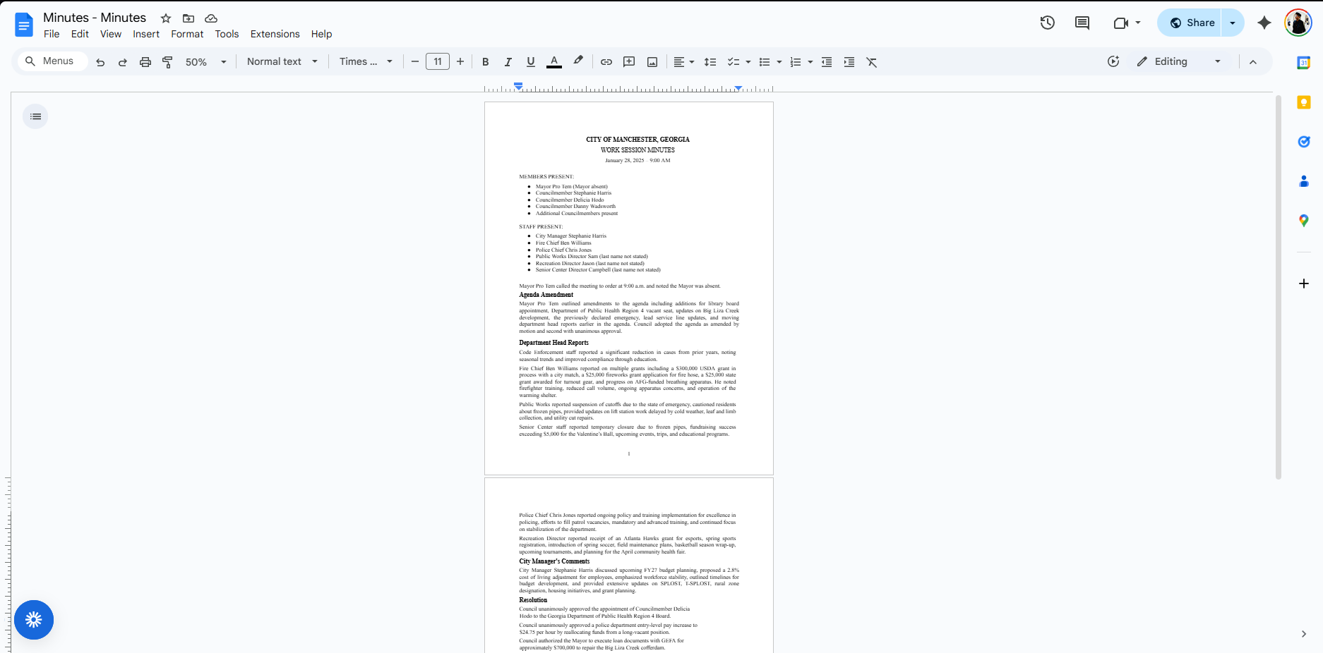 Government Meeting Minutes Service